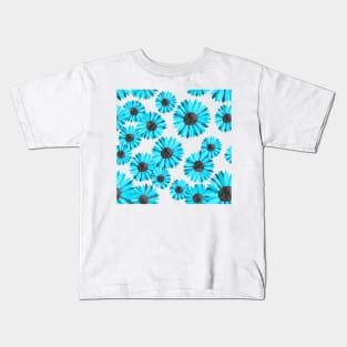 Watercolor Sunflowers Pattern - Light Blue Kids T-Shirt